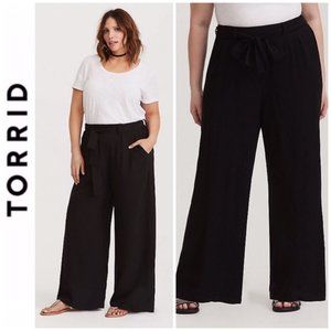 Torrid TIE WAIST WIDE LEG PANT - BLACK size 18-20 2X NWT